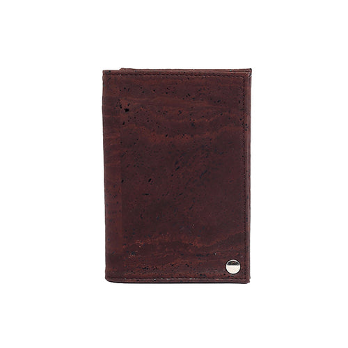 Large vegan cork slide-out wallet in brown