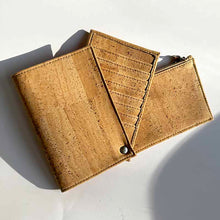 Load image into Gallery viewer, Large vegan cork slide-out wallet , fully open