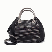 Load image into Gallery viewer, Large black and grey cork handbag with cut-outs