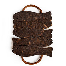 Load image into Gallery viewer, Brown cork fish trivet with rope handles