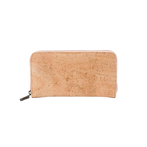 Natural cork zipper purse for women, front