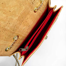 Load image into Gallery viewer, Natural Cork Shoulder Bag with Chain and Twist-Lock Internal View