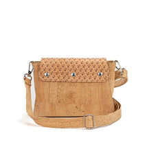 Load image into Gallery viewer, Cork crossbody bag with flap - Foral - Back view