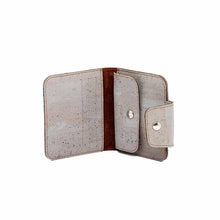 Load image into Gallery viewer, Small grey cork purse for women, open with card slots and coin pocket