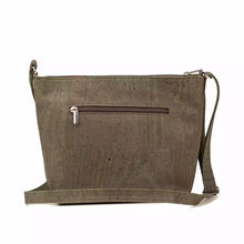 Load image into Gallery viewer, Large Cork Crossbody Bag with Laser Cuts - Olive green - back view