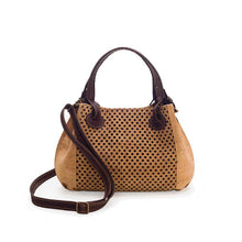 Load image into Gallery viewer, Medium cork handbag with cut-outs - natural and brown