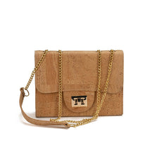 Load image into Gallery viewer, Natural Cork Shoulder Bag with Chain and Twist-Lock Front View