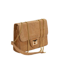 Load image into Gallery viewer, Natural Cork Shoulder Bag with Chain and Twist-Lock Side View