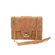 Load image into Gallery viewer, Tobacco Cork Shoulder Bag with Chain and Twist-Lock Front View