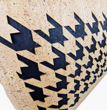Load image into Gallery viewer, Natural and Black Large Cork Fabric Bag with Mosaic Cut-outs detail