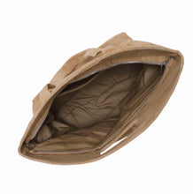Load image into Gallery viewer, Natural and Black Large Cork Fabric Bag with Mosaic Cut-outs - Open top view