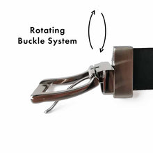 Load image into Gallery viewer, Black cork belt for men, rotating buckle system detail