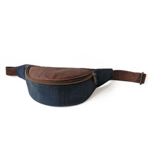Load image into Gallery viewer, Brown and blue cork fanny pack for men, front view