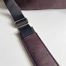 Load image into Gallery viewer, Brown cork laptop bag, strap detail