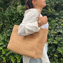 Load image into Gallery viewer, Cork Tote Handbag Purse With Compartments