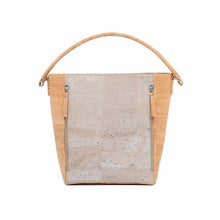 Load image into Gallery viewer, Natural and grey cork tote handbag