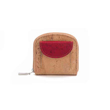 Load image into Gallery viewer, natural and red cork wallet for women with coin pocket