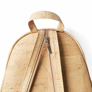 Natural cork convertible backpack zipper detail