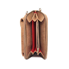 Load image into Gallery viewer, Natural Cork Crossbody Wallet and Phone Bag, wallet compartment open view