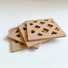 Load image into Gallery viewer, Square Cork Coasters with Cut-out Patterns (Set of 4)