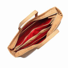 Load image into Gallery viewer, Natural cork tote handbag, multi-compartment view