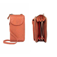 Load image into Gallery viewer, Brick Orange Cork Crossbody Wallet and Phone Bag