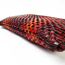 Load image into Gallery viewer, Red purple and orange cork and Eco-fabric purse with zipper for women, fabric detail