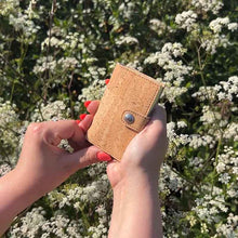 Load image into Gallery viewer, Natural cork pop up card holder wallet with RFID protection, closed