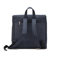 Load image into Gallery viewer, Cork Flap Backpacks for Men - navy blue cork - back view