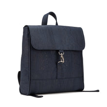 Load image into Gallery viewer, Cork Flap Backpacks for Men - Navy blue cork - side view