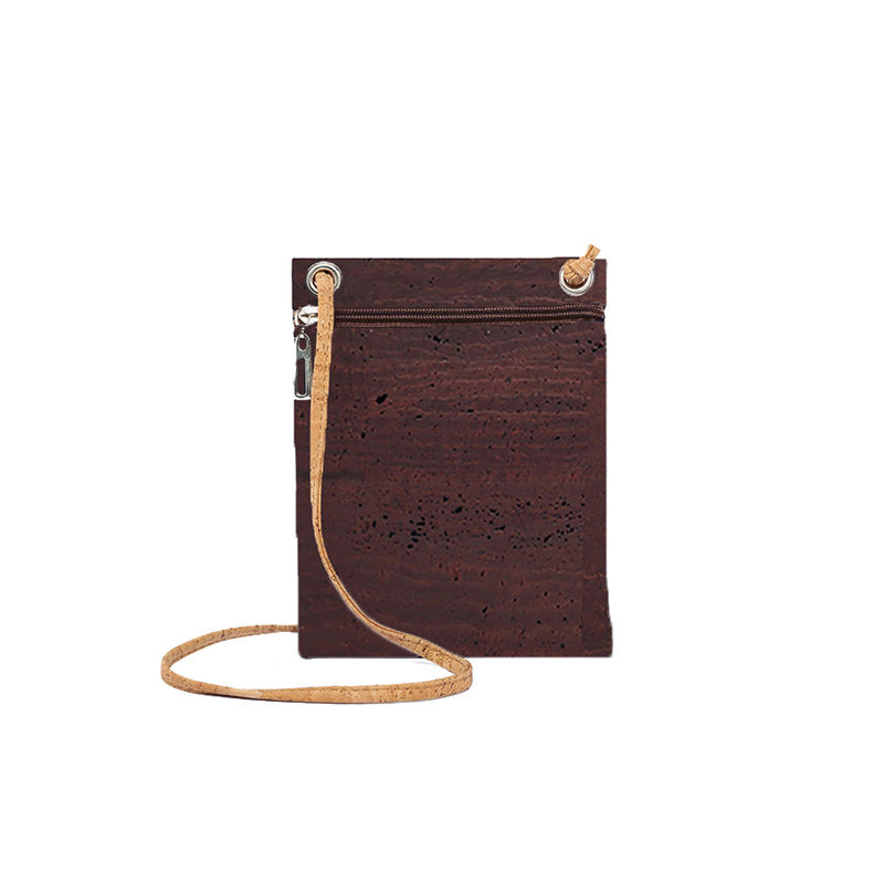 Brown and natural cork crossbody bag