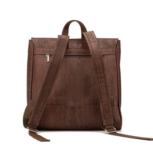 Cork Flap Backpacks for Men - Brown cork - back view