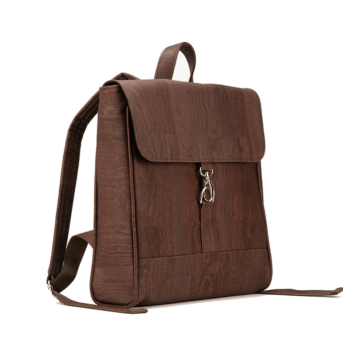 Cork Flap Backpacks for Men - Brown cork - side view