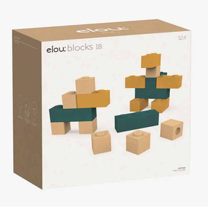 18-piece Elou cork building blocks packaging