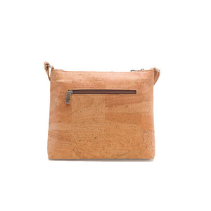 Medium Natural Cork Crossbody Bag with a Laser-Cut Design, back view