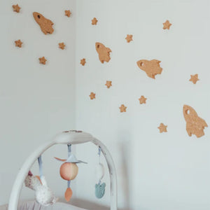 Cork Rocket & Stars - Wall Decoration Stickers 3D