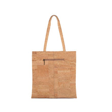 Load image into Gallery viewer, cork tote bag with pockets, back view