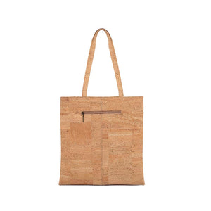 cork tote bag with pockets, back view