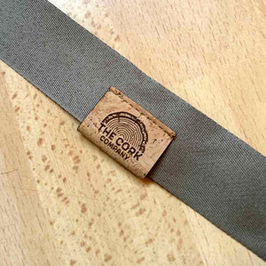 Natural cork yoga, strap detail with logo