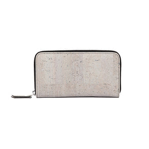 grey cork zipper purse for women, front