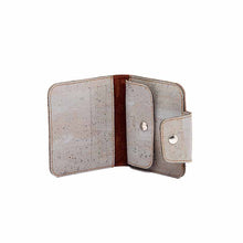 Load image into Gallery viewer, Small grey cork purse for women, open with card slots and coin pocket 