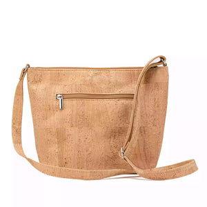 Large Cork Crossbody Bag with Laser Cuts - Natural cork - back view