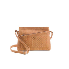 Load image into Gallery viewer, Natural Cork Crossbody Bag with a Laser-Cut Front Pocket - Front View