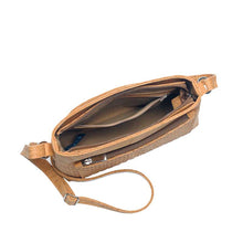 Load image into Gallery viewer, Natural Cork Crossbody Bag with a Laser-Cut Front Pocket - Internal View