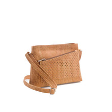 Load image into Gallery viewer, Natural Cork Crossbody Bag with a Laser-Cut Front Pocket - Side View