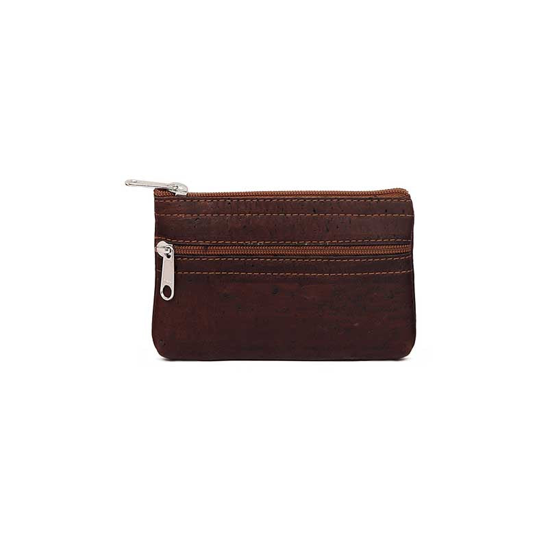 mini brown cork coin zipper purse low