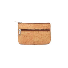 Load image into Gallery viewer, Mini natural cork coin zipper purse