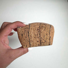 Load image into Gallery viewer, Hand Holding a Mini Tiger Cork Purse for Coins &amp; Keys
