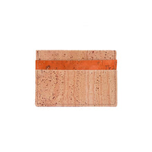Load image into Gallery viewer, Natural and orange cork card holder wallet