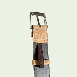 Natural cork belt for men, back detail